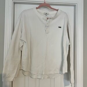 Vans White Ribbed Henley Shirt
